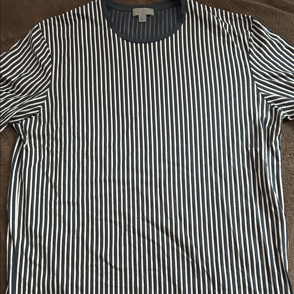 COS Navy and White Striped Tee